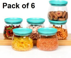 Containers-Plastic Handy & Mataka CONTAINER Storage Jar & Container 900ML Plastic Cereal Dispenser, Air Tight, Grocery Container, Fridge Container,Tea Coffee  (Blue , Pack of 6)