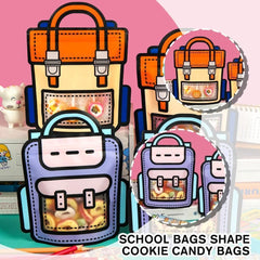 Creative School Bags Shape Cookie Candy Plastic Gift Snack Packaging Pouch