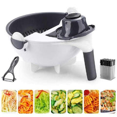 Swadish Basket- 7 in 1 Multifuctional Rotate Vegetable Cutter with Drain Basket