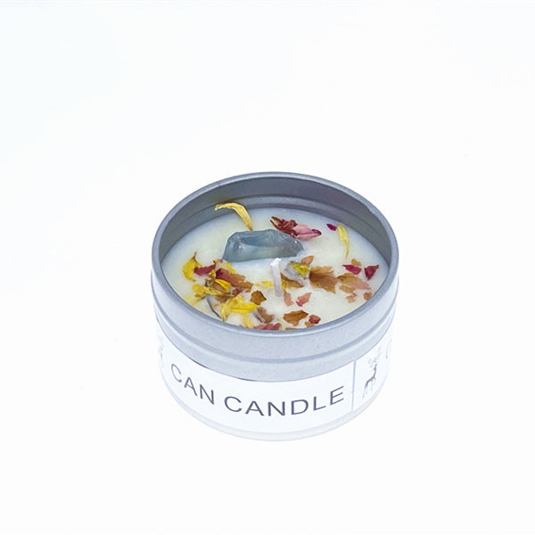 Aromatherapy candles Crystal stone dried flower candles Silver tin candles Hotel wedding souvenir candles