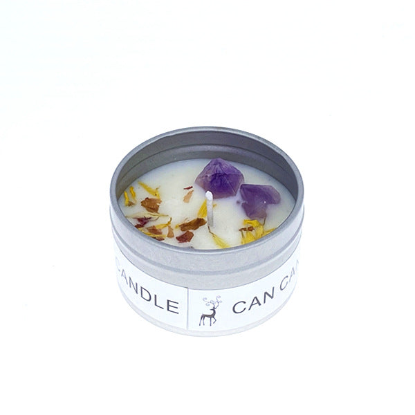 Aromatherapy candles Crystal stone dried flower candles Silver tin candles Hotel wedding souvenir candles